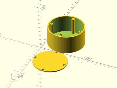 Univerzální kulatá krabička pro PCB (Universal Round BOX for PCB) - OpenSCAD parametrizable