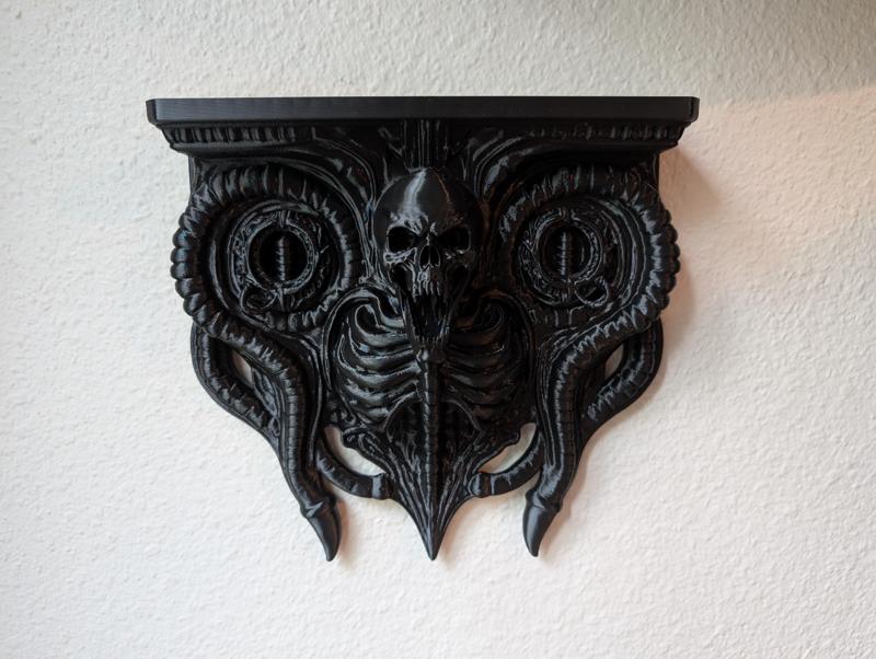 XL Biohorror Wall Shelf – Giger-Inspired Display Mount (Full + Mini Versions)