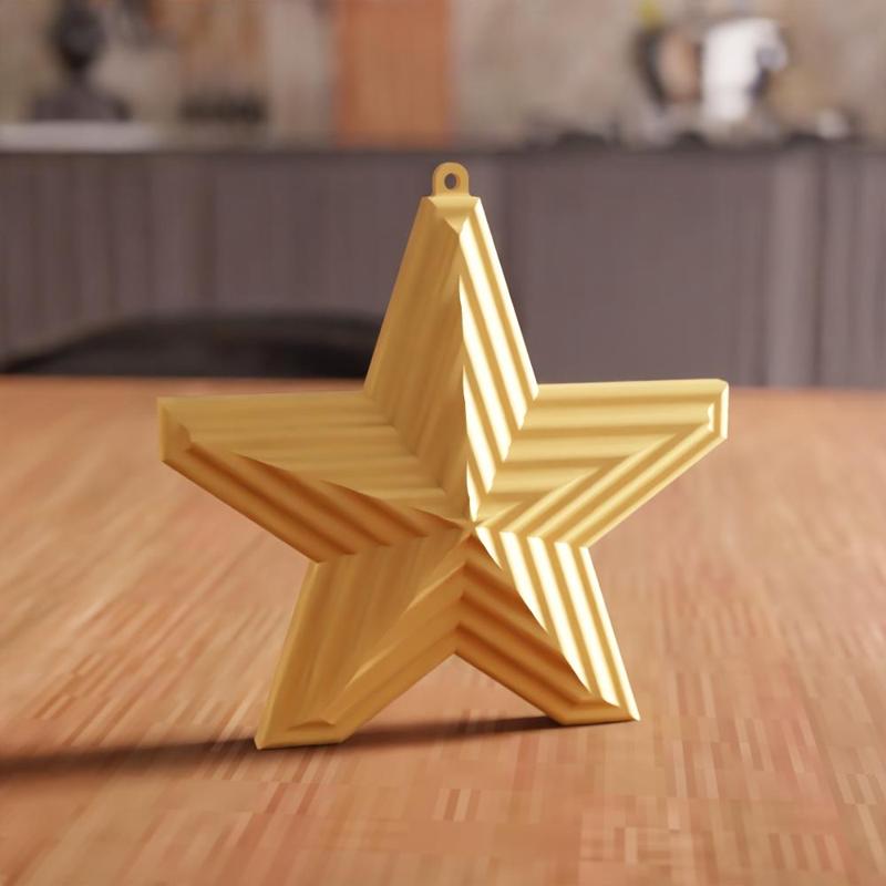 3D Star Christmas Ornament STL File - 205
