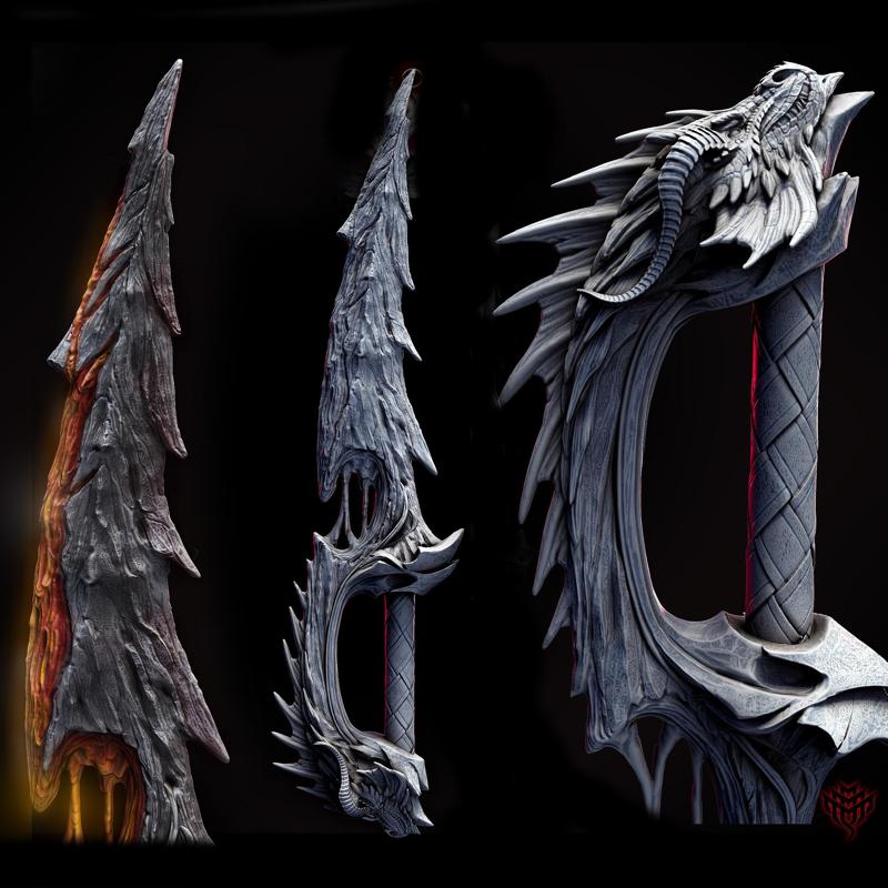 Red Dragon Stone Dagger (35cm)