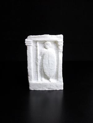 Grave stele of a warior with spear and shield