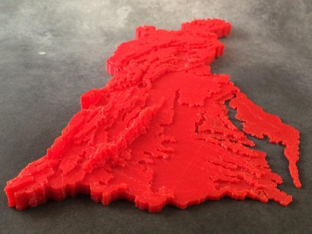 Chesapeake Bay Watershed Contour Map