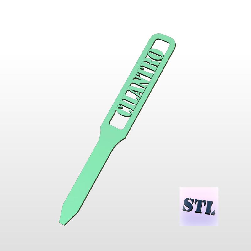 Garden labels, herb label, herb tags - 3d stl cnc model.  Plant markers cilantro cnc file - digital stl file. Plant sticks, herb stakes.