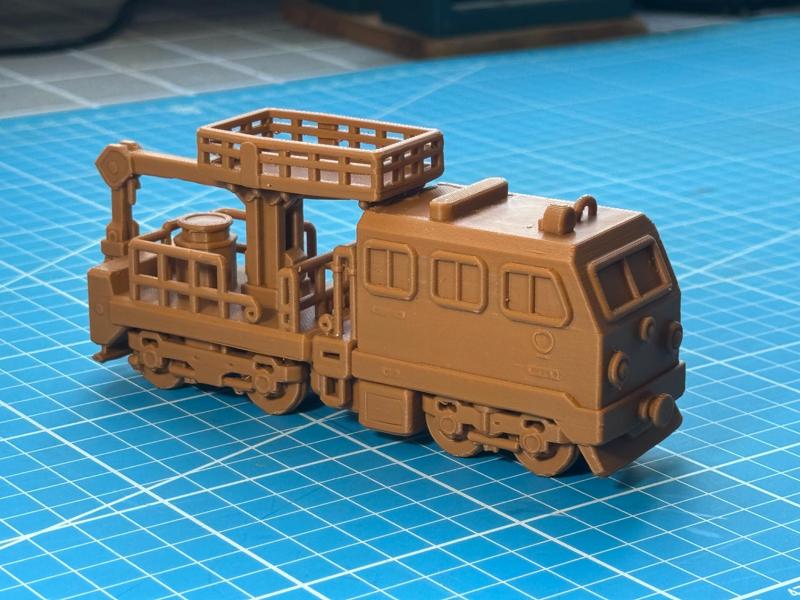 A very cool cartoon track maintenance vehicle, repair train, print-in-place train model