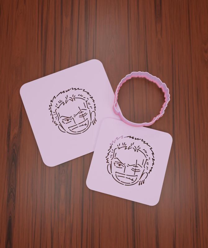 Stencil + Cutter One Piece "Zoro Face #1".