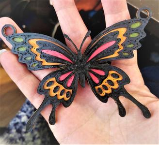 papillon multi-couleur pendentif