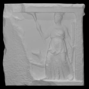 Part of a votive relief in the shape of a temple