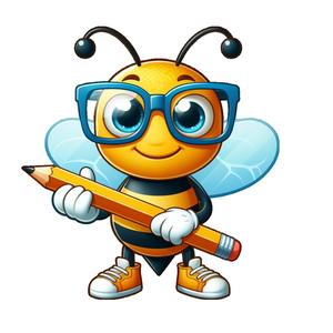 Bee holding a pencil