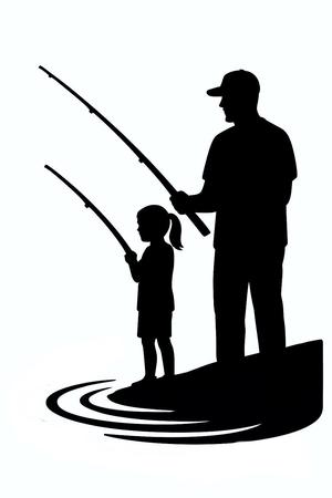 Father and Daughter Fishing Wall Art Fathers Day Cake