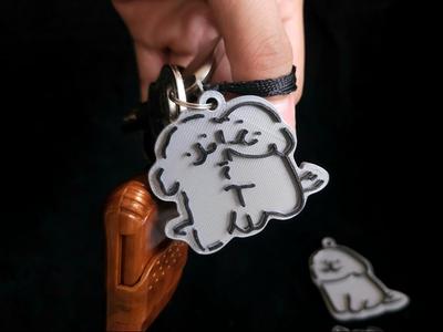 Line Art Puppy Keychain