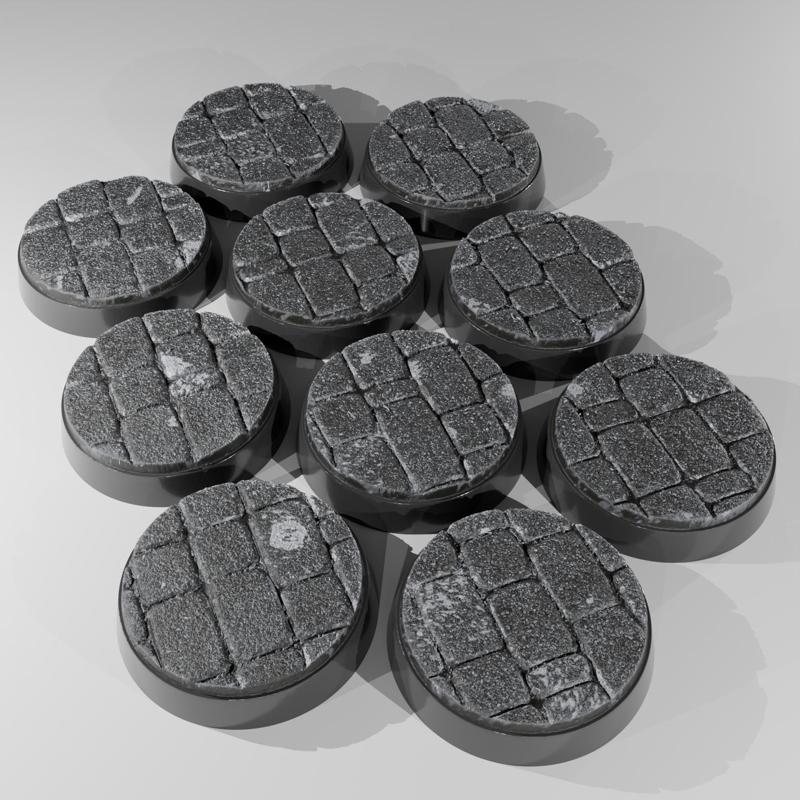 10x 25mm base with brick pavement ground (+toppers)