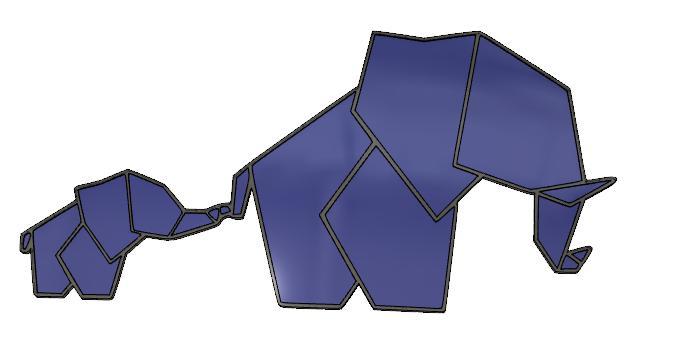 3D  Geometric Elephant Mother and Baby Wall Art