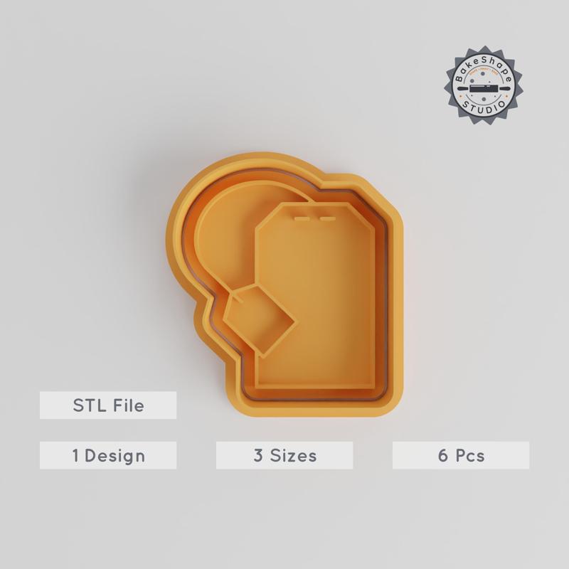 Tea Bag Shape Cutter & Stamp Set, Cookie & Fondant, 6-Piece, S/M/L, Drink & Tea Crafting Tools PRODUCT_4348