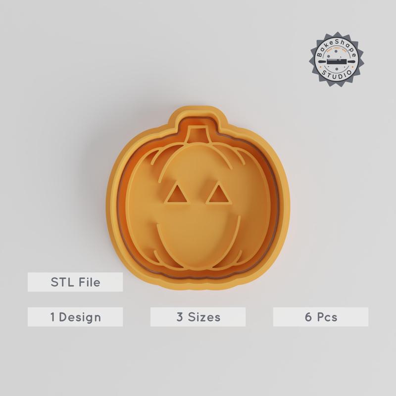 Pumpkin Cookie Cutter & Stamp Set, Halloween Party Baking Tool, Fall Decor, Perfect for Cookies & Fondant, S/M/L Sizes, 6 Pieces PRODUCT_4336