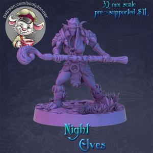 Druid Night Elf female attack posed - 32mm scale printable miniature