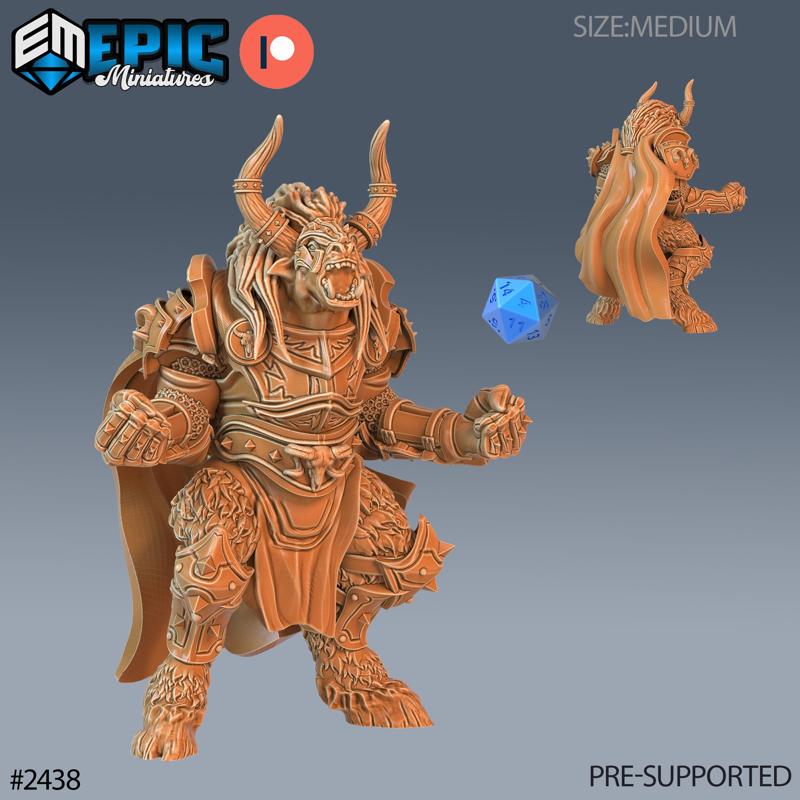 Wooly Minotaur Paladin Roar / Longhorn Humanoid / Bulky Warrior / Half Bull Man