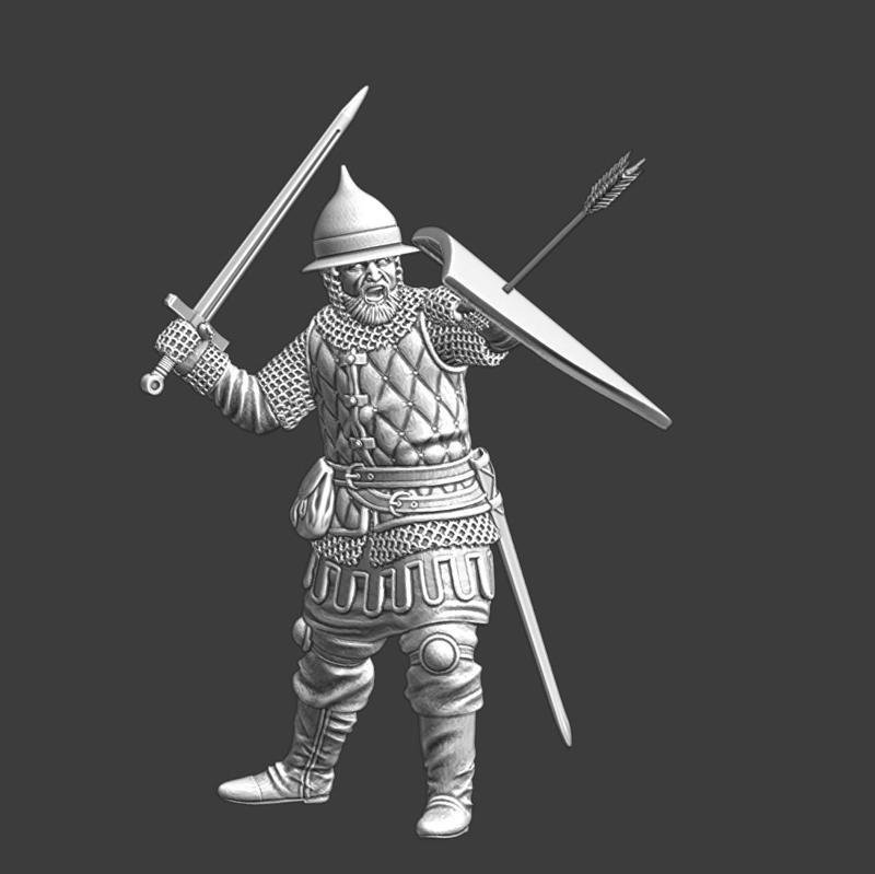 Medieval Kievan Rus warrior in battle