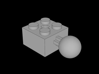 Lego Compatible (57909.dat) Brick  2 x  2 with Ball Joint and Axlehole   