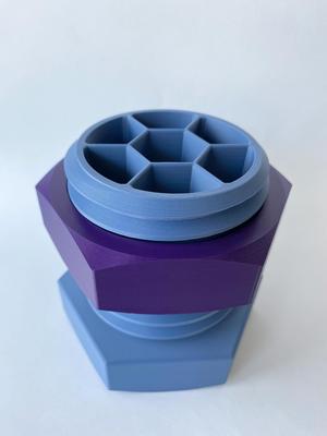 Nut & bolt pencil organizer with hexagon cells
