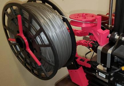 Filament Guide For Rear/Side Spool With Interlocking Gear Wheel + Rear Side Spool Mount.