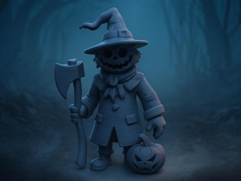 The Sinister Pumpkin Wizard with Axe