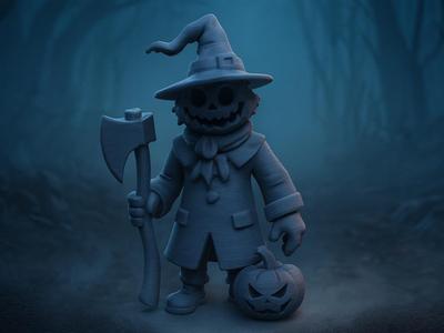 The Sinister Pumpkin Wizard with Axe