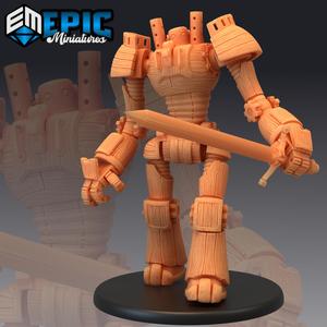 Wood Construct Sword / War Machine / Steampunk Tech Battle Robot
