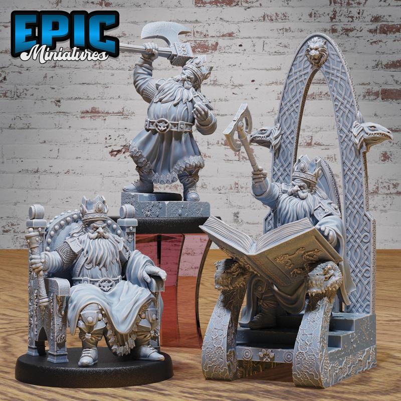 Dwarf King Set ‧ DnD Miniature ‧ Tabletop Miniatures ‧ Gaming Monster ‧ 3D Model ‧ RPG ‧ DnDminis ‧ STL FILE
