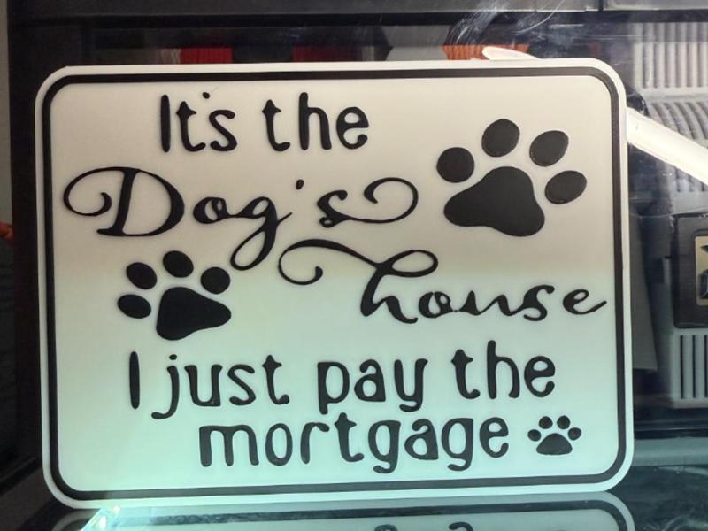 IT'S THE DOG'S HOUSE, I JUST PAY THE MORTGAGE