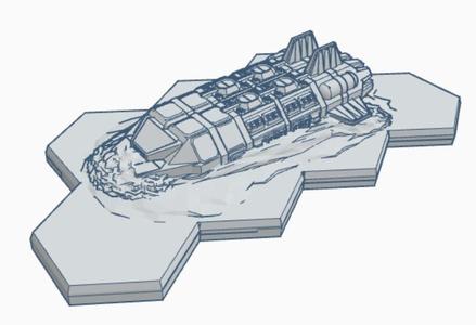 Crashed Warship Set Hex Map Scale