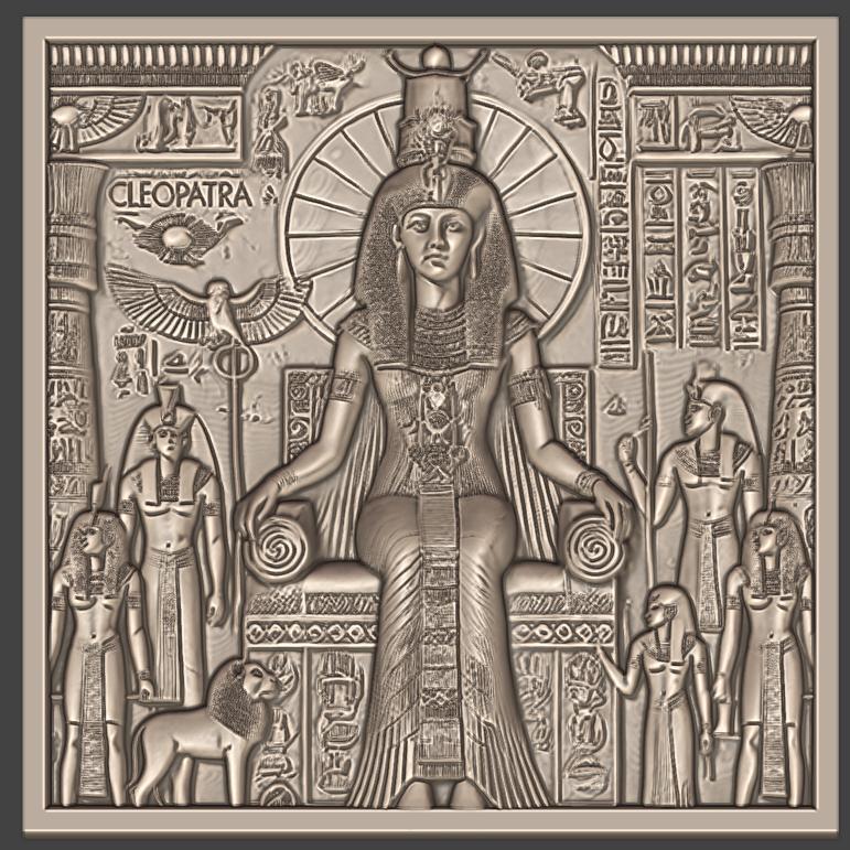 Cleopatra's Majestic Throne: An Exquisite Bas-Relief, Bas-Relief, 3d Print, CNC Stl Model
