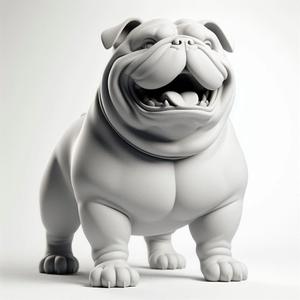486 Laughing Bulldog - 3D Printed Full-Figure Statue, pug, dachshund, poodle, cat, zebra, owl, beagle, peacock, lion, fox, bull terrier, pomeranian, galgo, wolf, doberman pinscher, newfoundland, elephant, donkey, german shepherd