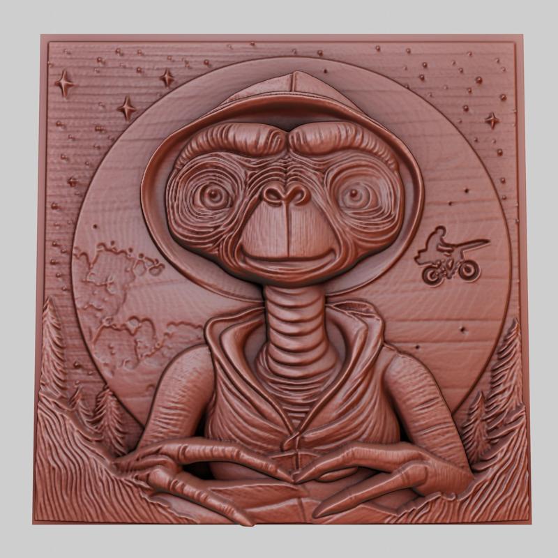 E.T. 3d printer relief medallion obj stl