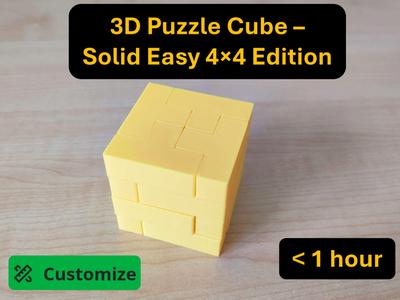 3D Puzzle Cube – Solid Easy 4×4 Edition