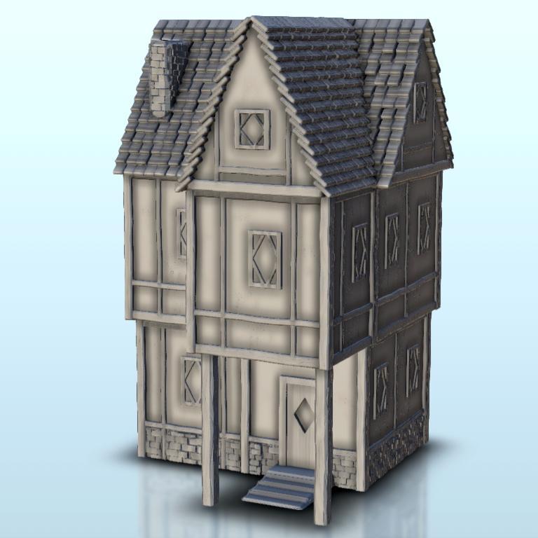 Medieval house with two columns 2 - Medieval Dark Age scenery terrain wargame