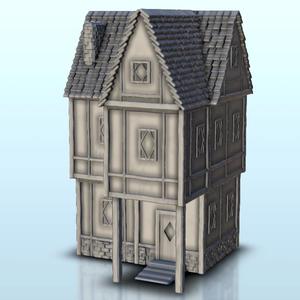 Medieval house with two columns 2 - Medieval Dark Age scenery terrain wargame