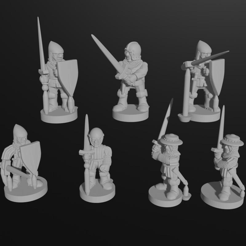 6-15mm Medieval Sword-armed Infantry (6 Poses) HYW-9
