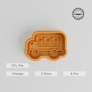 School Bus Cookie Cutter & Stamp Set, 6-Piece, Education & Transportation Themed, S/M/L Sizes, for Cookies & Fondant PRODUCT_3262