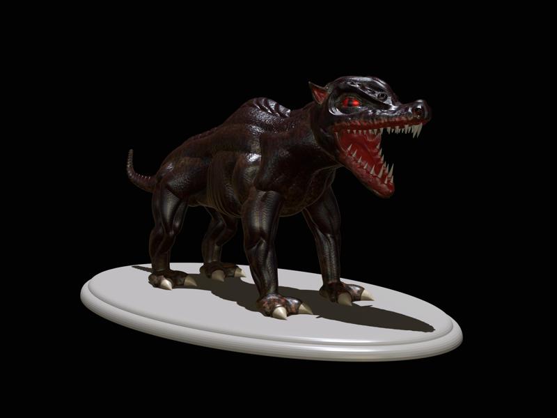 fantasy statue of a demonic dog