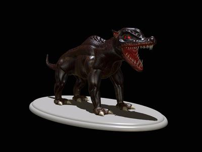 fantasy statue of a demonic dog