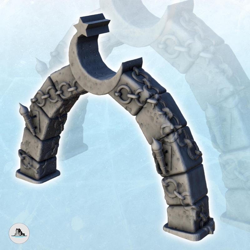 Arch with torches and chains with crescent-shaped badge (1) - Alkemy Lord of the Rings War of the Rose Warcrow Saga