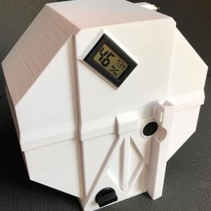 filament drybox for use with filament buffer, linear track rewind mechanism, or spring hub rewind mechanism