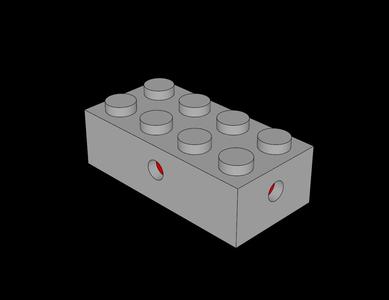 Lego Compatible (7049b.dat) Brick  2 x  4 with 4 Axle Bushes