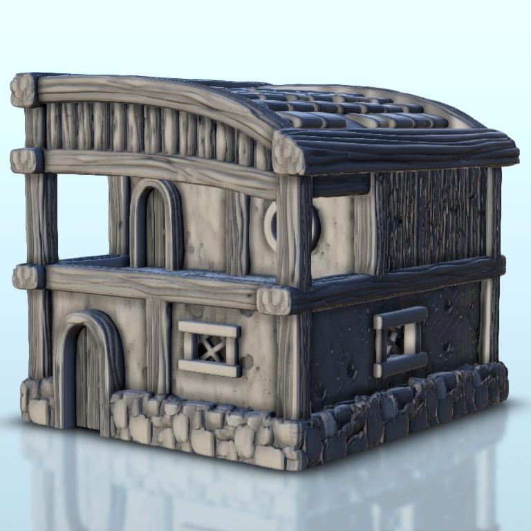 Medieval hotel with flat roof and terrace 5 - Medieval scenery terrain wargame