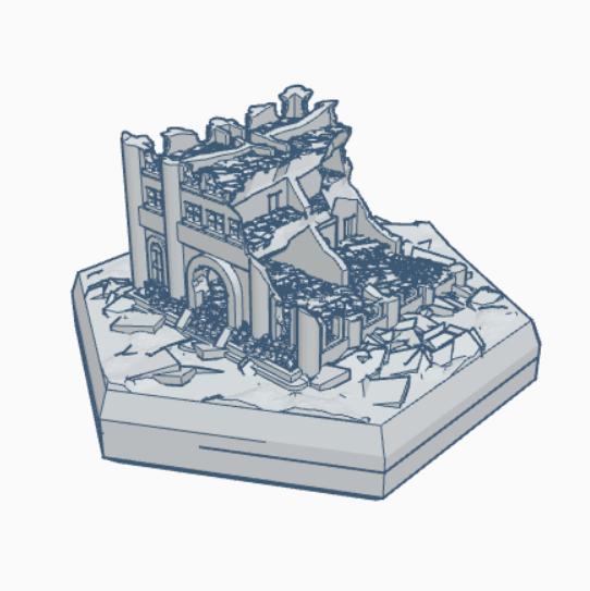 Modern Ruined Bank Hex Map Scale HMSMR020
