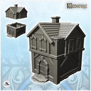 Medieval house with fireplace and tiled roof (5) - Medieval Gothic Feudal Old Archaic Saga 28mm 15mm