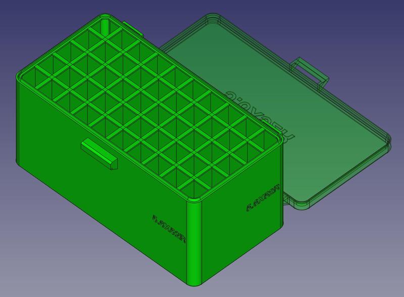 5.6X52mm Rimmed, Head Up, Snug Snap Latch Modular Ammo Box