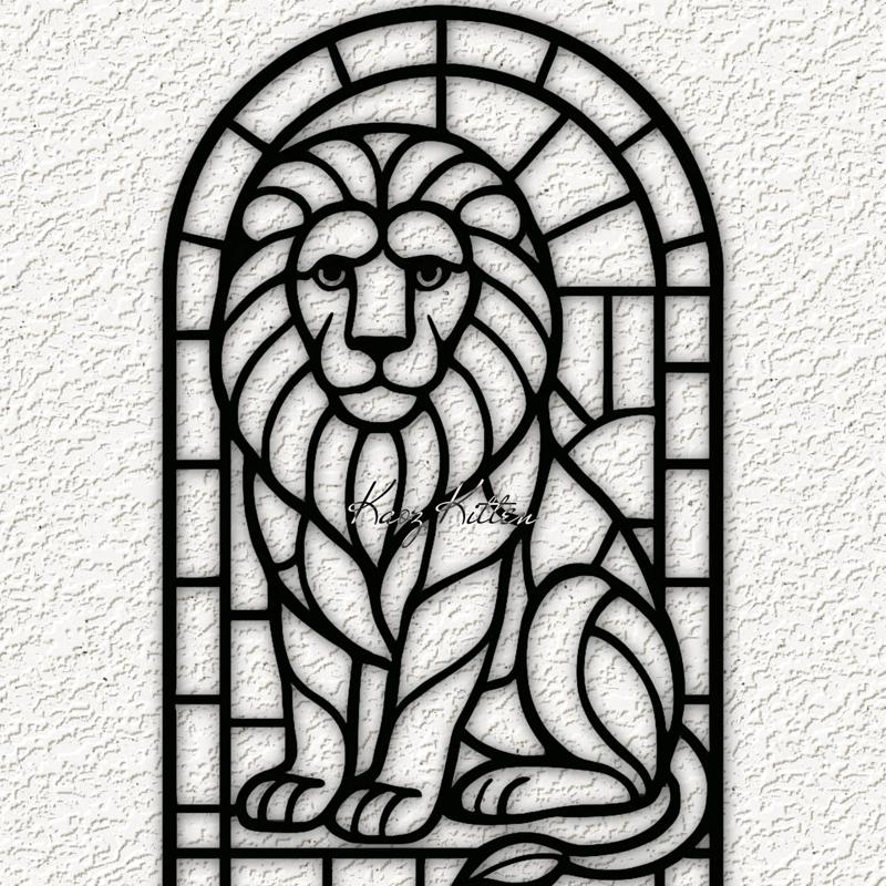 stained glass lion jungle cat wall art home decor