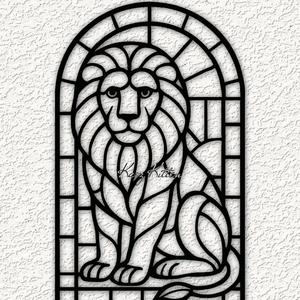 stained glass lion jungle cat wall art home decor
