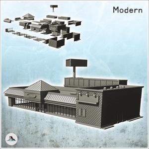 Large modern restaurant with large windows and advertising sign on roof (13) - Cold Era Modern Warfare Conflict World War 3